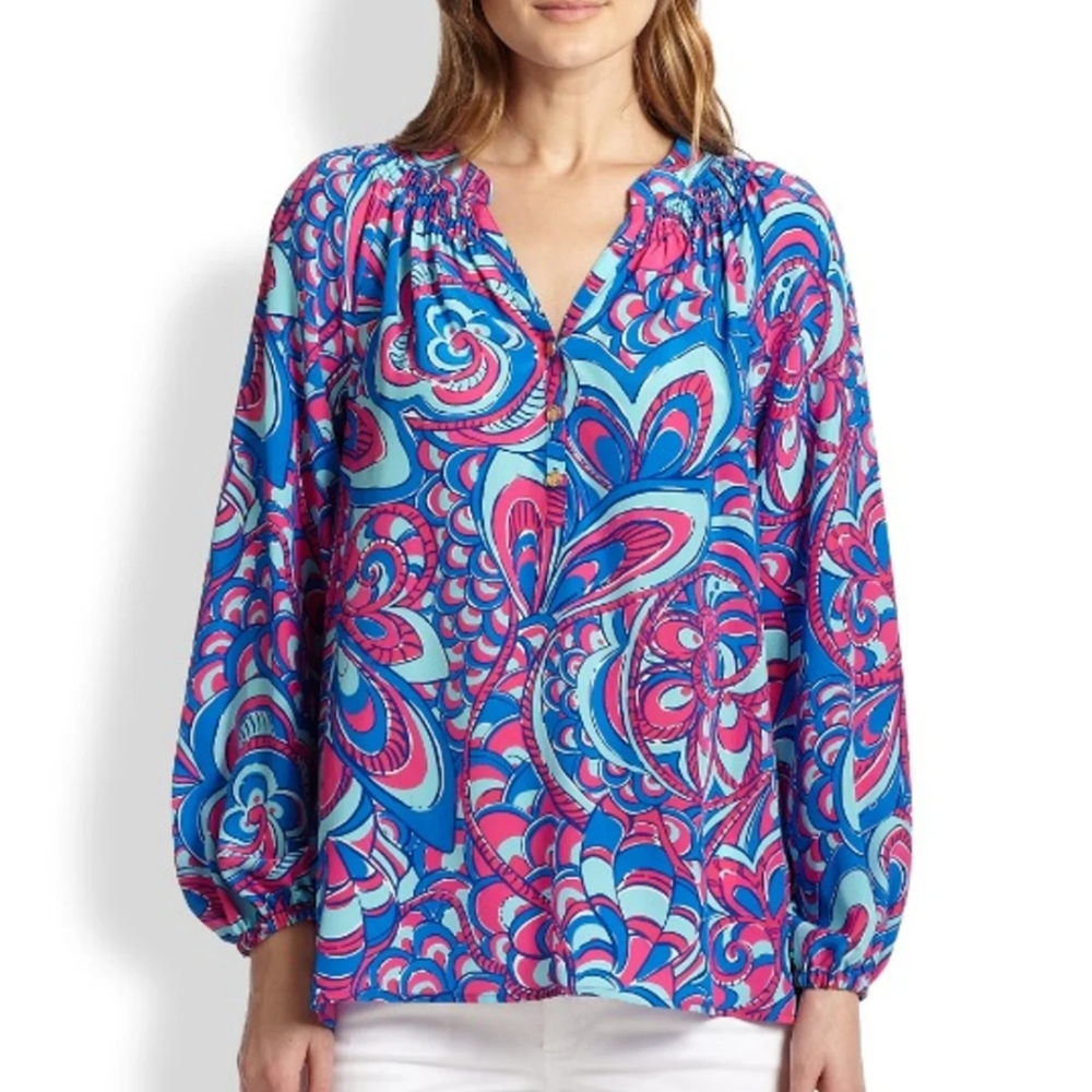 Lilly Pulitzer Elsa 100% silk blouse top